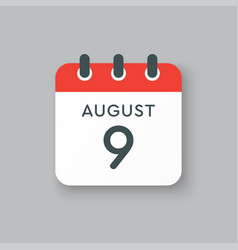 Calendar Icon Day 9 August Date Days Year