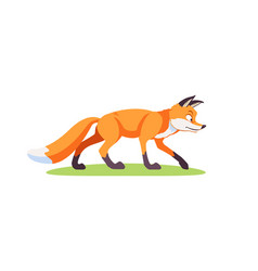 Cute Cartoon Fox On Hunt Side View