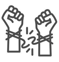 Hands Tore Rope Line Icon Life Without