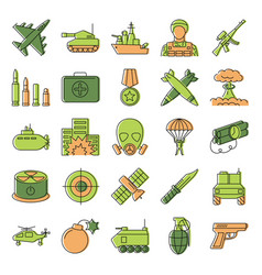 Military Weapons Line Icon Set