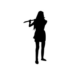 Silhouette Of A Female Flutist On White