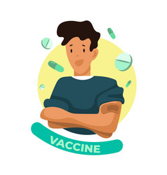 Cartoon Male Doctor Getting Vaccine Against