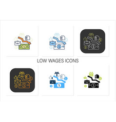 Low Wages Icons Set