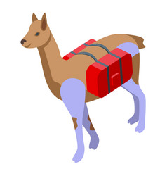 Travel Lama Icon Isometric Cute Animal