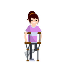 Woman With Broken Leg And Crutches