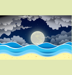 Landscape Beach In Full Moon Night