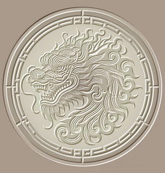 Ornamental Emboss 3d Chinese Dragon Head Round