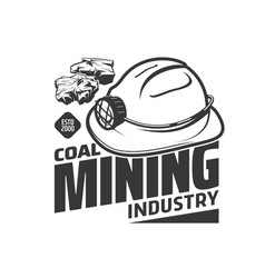 Mining Industry Icon Miner Hat And Coal Or Ore