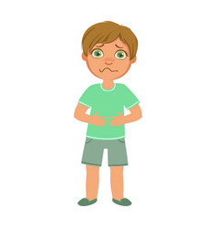 Boy With Stomach Crampssick Kid Feeling Unwell