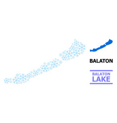 Christmas Collage Map Balaton Lake With Snow