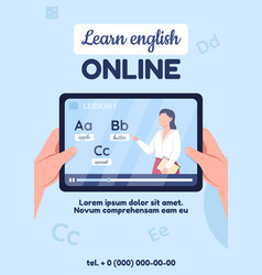 Learn English Online Poster Flat Template