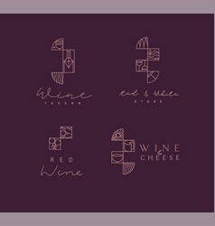 Art Deco Wine Labels With Lettering Drawing