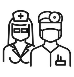 Doctor And Nurse Linear Icon Medical Staff Symbol