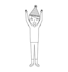 Elderly Woman Grandma With Party Hat And Arms Up