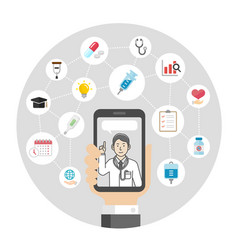 Telemedicine Telehealth Concept Banner Round Type