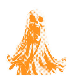 White Sheet Ghost - Halloween Halftone Dotted