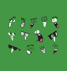 Cartoon Smiley Face Emotions Green