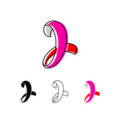 Colored Curvy Letter J Handwritten Script Alphabet