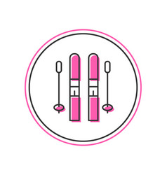 Filled Outline Ski And Sticks Icon Isolated On