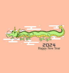 Cute Cartoon Flying Dragon New Year 2024 Card