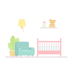 Baby Pink Crib And Cozy Armchair Home Interior