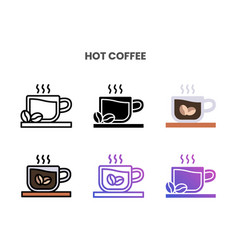 Hot Coffee Icons Set With Different Styles