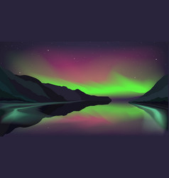 Northern Lights Glowing Over A Mountain Lake Eps