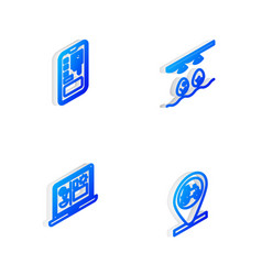 Set Isometric Line Smart Farm With Bulb And Plant