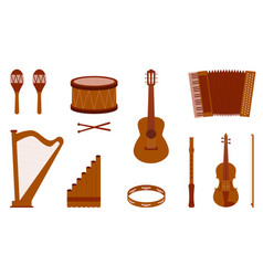 Set Of Musical Instruments Acoustic Wind