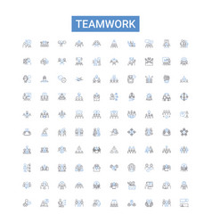 Teamwork Outline Icons Collection Cooperation