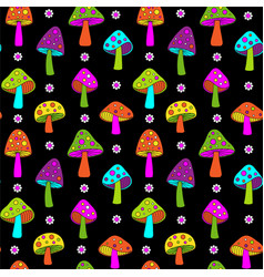 Mod Neon Colors Mushroom Seamless Pattern