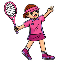 Tennis Girl Holding A Racket Cartoon Clipart