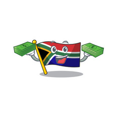 With Money Bag Flag South Africa Isolated