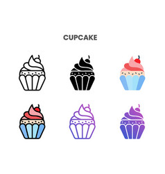 Cupcake Icons Set With Different Styles