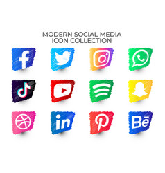 Modern Social Media Scribble Icon Set Collection