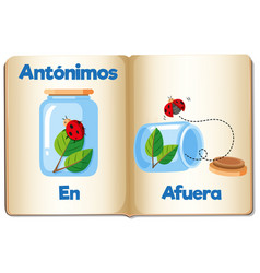 Antonym Word Card En And Afuera Means In Out