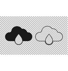 Black Cloud With Rain Icon Isolated On Transparent