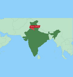 Map Of India With Pin Of Country Capital