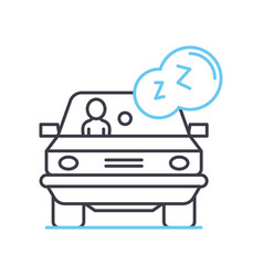 Sleepy While Driving Line Icon Outline Symbol