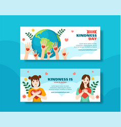 World Kindness Day Horizontal Banner Flat Cartoon