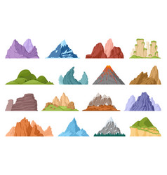 Cartoon Mountain Peak Green Hills And Glacier