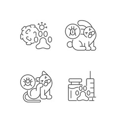 Pet Parasites Linear Icons Set