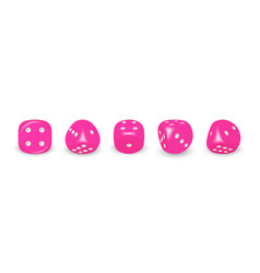 3d Realistic Pink Game Dice With White Dots