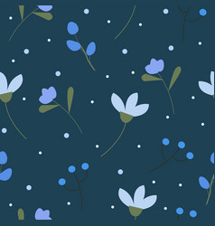 Seamless Floral Pattern On Deep Blue Background