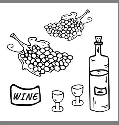 Wine Grapes Two Glasses Coloring Page