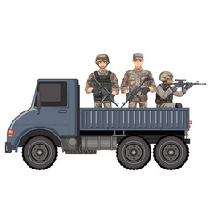 Military On A Truck Islated