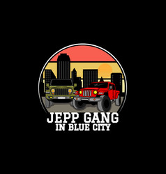 Jeep Gang Retro Design Landscape