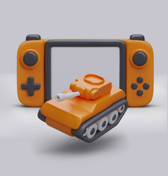 Realistic Game Console And Tank In Orange