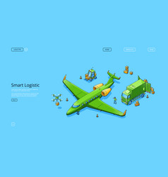 Smart Logistic Banner With Airplane Truck Drone