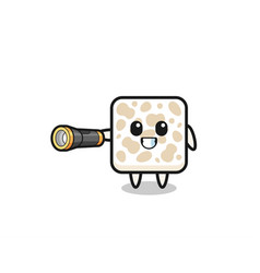 Tempeh Mascot Holding Flashlight